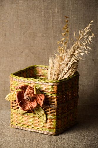 Кухонная утварь ручной работы плетеная хлебница с цветком декор кухни декупаж - MADEheart.com