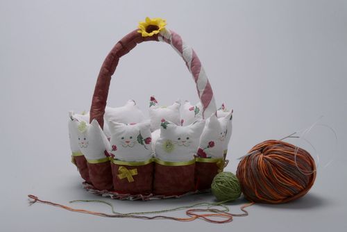 Cestino con gatti fatto a mano cestino decorativo in stoffa idee regalo - MADEheart.com