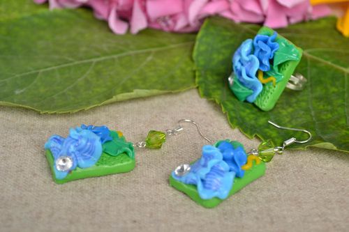 Handmade earrings unusual pendant clay jewelry designer accessories gift ideas - MADEheart.com