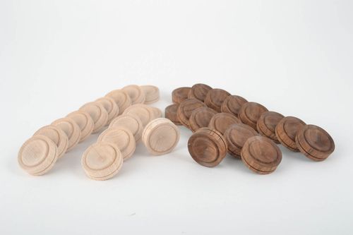 Unusual handmade wooden checkers pieces wooden draughts educational games - MADEheart.com