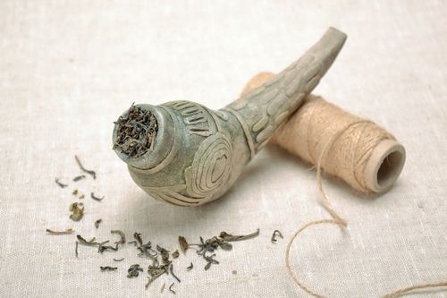 Pipe à fumer décorative en céramique chamotte  - MADEheart.com