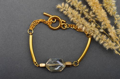 Pulsera con cristal dorada hecha a mano regalo original accesorio para mujer - MADEheart.com