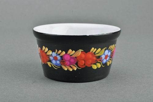 Bemalter Salz Topf aus Keramik mit Blumenmotiv - MADEheart.com