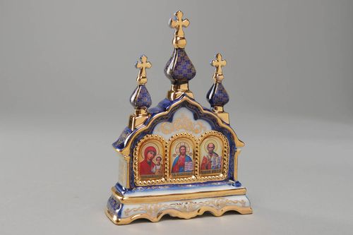 Figurine religieuse faite main avec peinture de Gjel et or de mosaïque - MADEheart.com