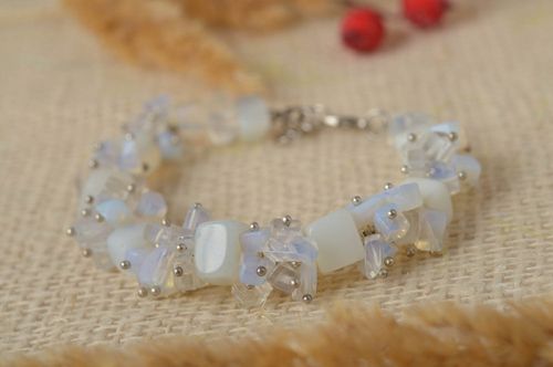 Bracelet en perles Bijou fait main Accessoire femme fil de métal céramique - MADEheart.com