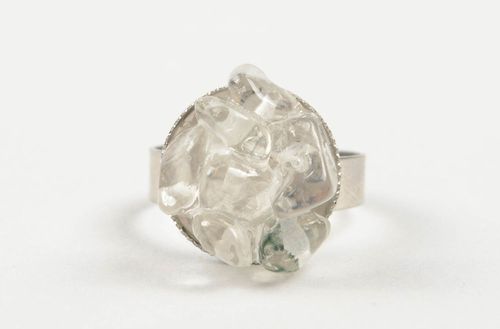 Bague fantaisie Bijou fait main métal améthyste cristal roche Accessoire femme - MADEheart.com