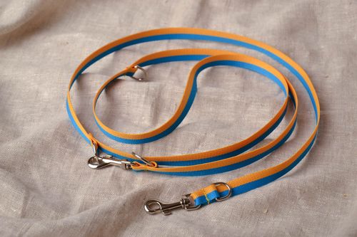 Laisse pour chien en nylon réglable jaune et bleue - MADEheart.com