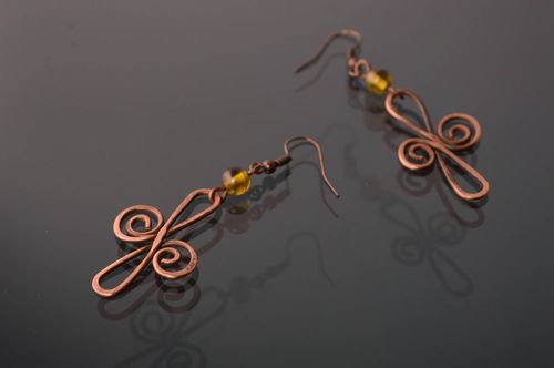 Kupfer Ohrringe Wire Wrap Handarbeit - MADEheart.com