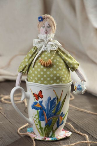 Оригинальная коллекционная текстильная кукла ручной работы красивая Чайная фея - MADEheart.com