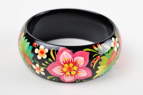 Holz Armband handgemachter Schmuck Damen Armband breit ethnisch bemalt schön - MADEheart.com