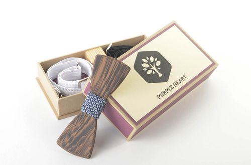 Pajarita artesanal hecha a mano accesorio para hombre de madera corbata de lazo  - MADEheart.com