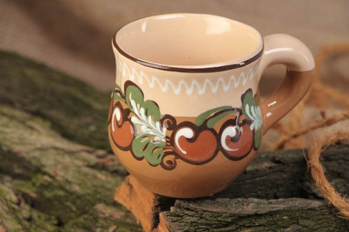 Taza cerámica artesanal pintada con barniz para café o té - MADEheart.com