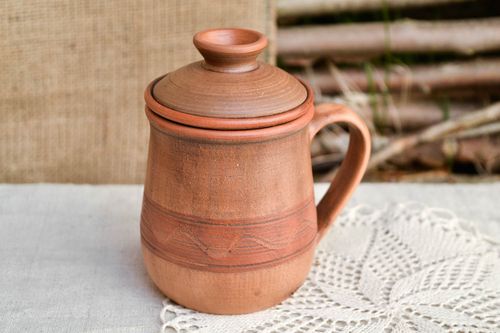 Tetera de cerámica con tapa cerámica artesanal vajilla moderna para té - MADEheart.com