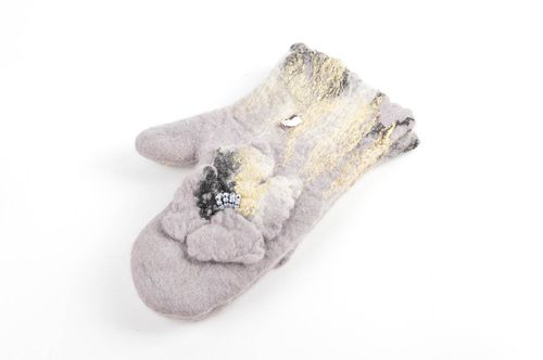 Handgemachte Handschuhe aus Wolle schönes Geschenk für Frauen Hand Schuhe hell - MADEheart.com