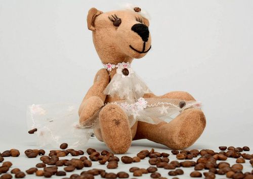 Aromaspielzeug aus Baumwolle und Kaffeebohnen Teddy-Braut - MADEheart.com