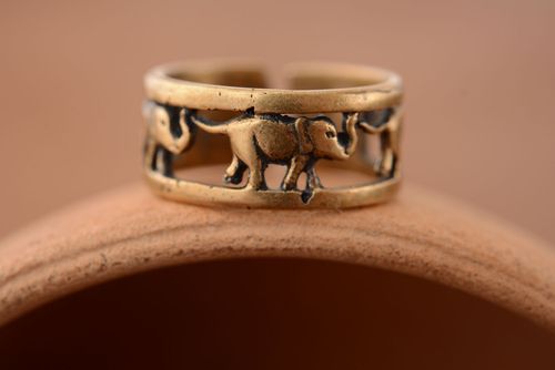 Bague en bronze faite main Éléphants  - MADEheart.com