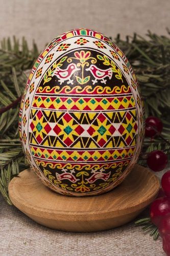 Luovo di Pasqua dipinto a mano Luovo ucraino fatto a mano Luovo decorativo - MADEheart.com