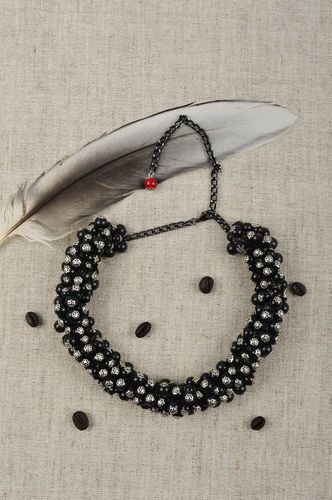 Evening jewelry beaded stylish necklace elegant necklace handmade accessories - MADEheart.com