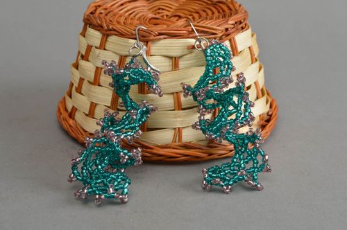 Handmade beaded jewelry dangling earrings fashion accessories gift for wife - MADEheart.com