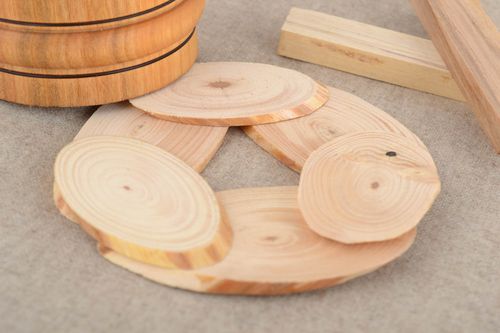 Handcrafted natural stand for hot pots and cups made of wood kitchen interior - MADEheart.com