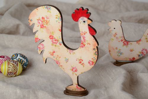 Easter decoupage wooden figurine of cockerel - MADEheart.com