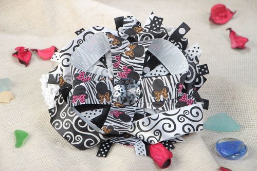 Großes schönes Haarband mit Blume aus Atlasbändern handmade - MADEheart.com