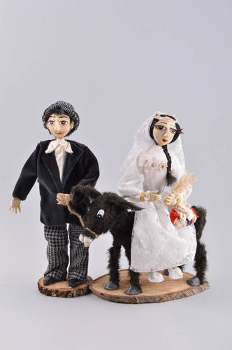 Poupées mariés faites main Déco maison céramiques Cadeau original 2 pièces - MADEheart.com