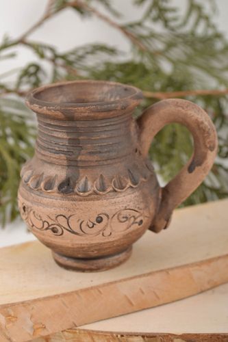 3,3 oz ceramic Italian-style cup with handle and handmade pattern 0,18 lb - MADEheart.com