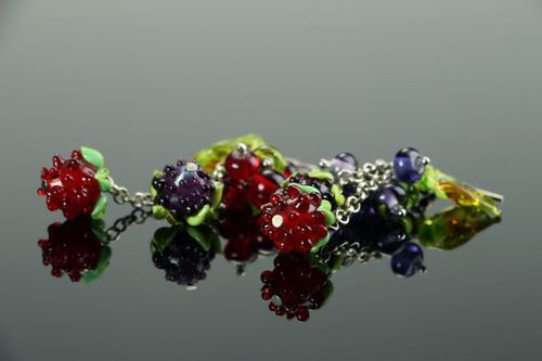 Long earrings made of glass Berry - MADEheart.com