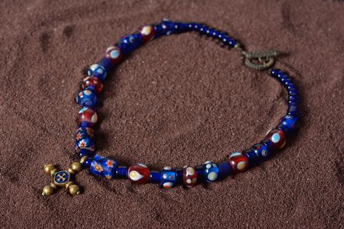 Handmade necklace designer glass neck accessory unusual lampwork present - MADEheart.com