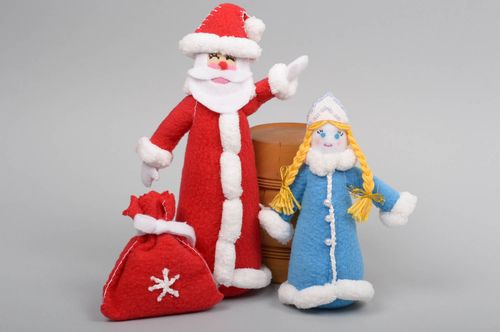 Beautiful handmade fabric soft toy Christmas decor stuffed toy 2 pieces - MADEheart.com