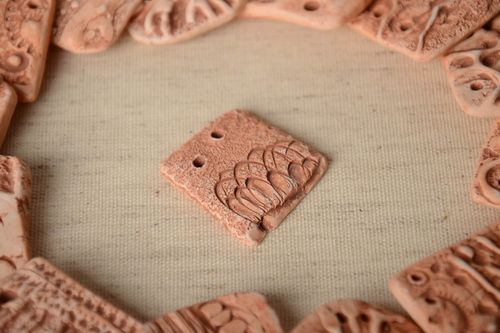 Unusual nice handmade clay pendant blank with fitting - MADEheart.com