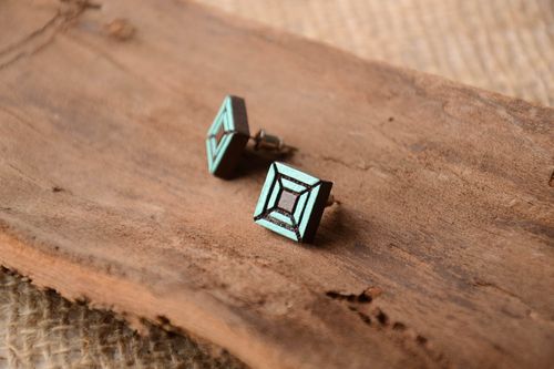 Stylish handmade wooden earrings stud earrings beautiful jewellery for girls - MADEheart.com