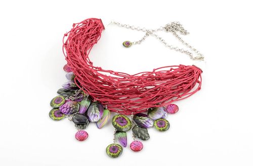 Handmade Halskette für Frauen Designer Schmuck Stoff Halskette bunt grell  - MADEheart.com