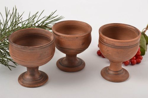 Рюмки ручной работы глиняная посуда керамическая посуда набор рюмок три штуки - MADEheart.com