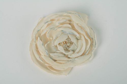 Beautiful gentle light handmade designer textile flower brooch - MADEheart.com