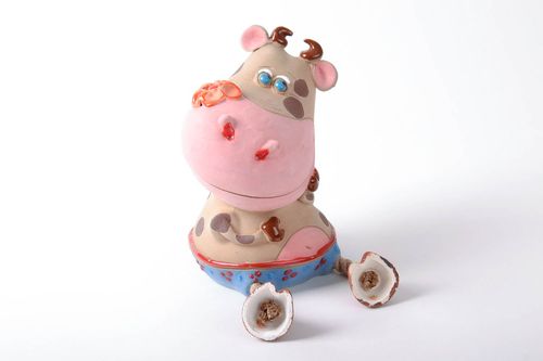 Mucca salvadanaio fatto a mano in ceramica dipinto a mano idea regalo  - MADEheart.com