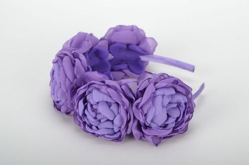 Serre-tête fleurs artisanal Luxuriance violette - MADEheart.com
