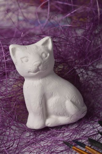Figurine chat faite main Figurine en plâtre à peindre Loisirs créatifs - MADEheart.com