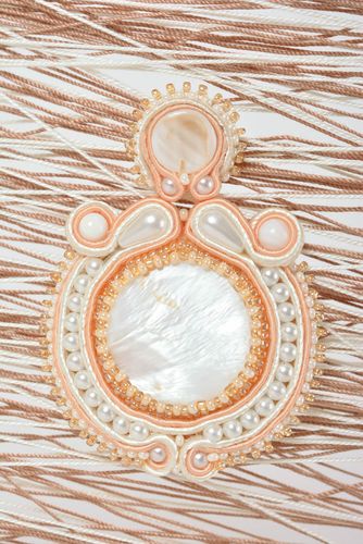 Handmade brooch soutache accessory soutache jewelry with natural stones - MADEheart.com