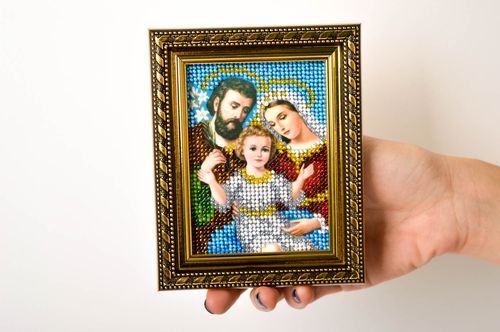Tableau religieux fait main Icônes religieuses Objet religieux Sainte Famille - MADEheart.com