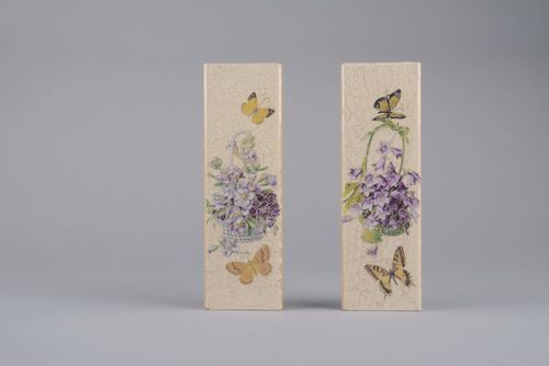 Set of wall panels Baskets with violets and bells - MADEheart.com
