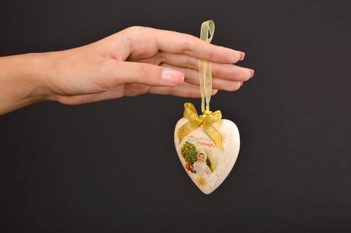 Handmade cute heart beautiful Christmas figurine unusual designer home decor  - MADEheart.com
