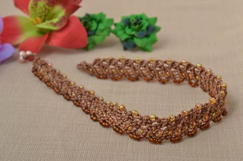 Stylish handmade woven necklace textile necklace beadwork ideas gifts for her - MADEheart.com
