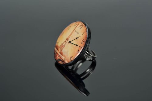 Anel de cerâmica plástica decorado com esmalte artístico Tempo para Paris - MADEheart.com
