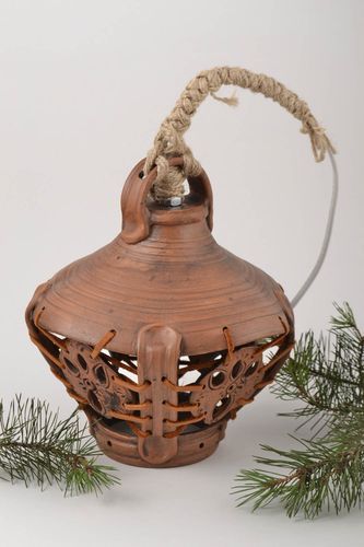 Lampe aus Keramik im Ethno Stil handmade Lampe aus Ton Keramik Leuchte braun - MADEheart.com