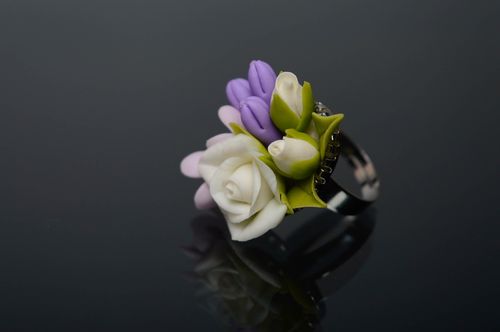 Belle bague en porcelaine froide originale Bouquet de printemps - MADEheart.com