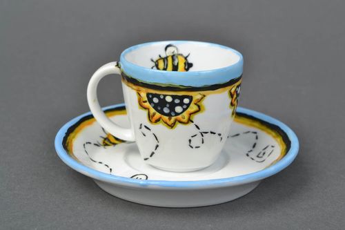 Кофейная чашка с блюдцем Пчелки - MADEheart.com