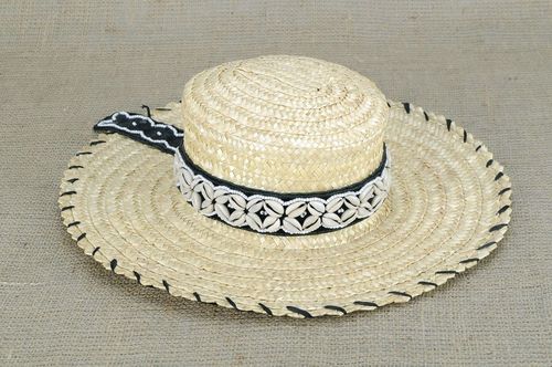 Chapeau de paille pour femme avec coquillages - MADEheart.com