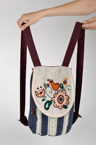 Jeans Backpack on the cord. - MADEheart.com